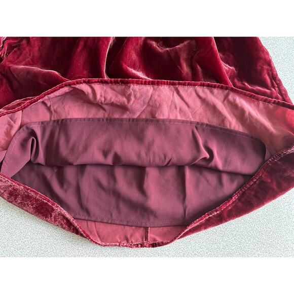 o.p.t. Sz XS Hasher Smocked Velvet Mini Dress Gathered Bell Sleeve Square Neck - Picture 9 of 15